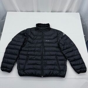 Eddie Bauer First Ascent Down 800 Puffer Jacket Men XL Black Coat Full Zip